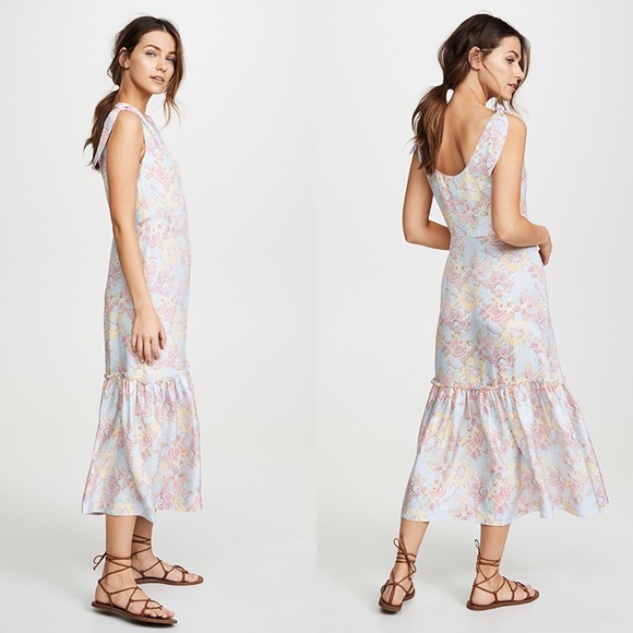 Warm Georgia Silk Floral Jacquard Midi Dress - Picture 3 of 8